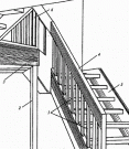 Перильное ограждение лестницы, одна из тетив которой прикреплена к стене